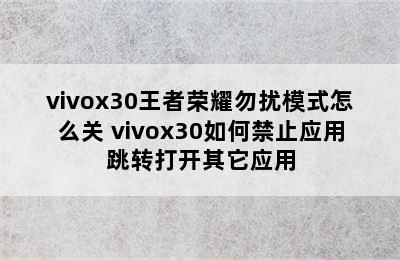 vivox30王者荣耀勿扰模式怎么关 vivox30如何禁止应用跳转打开其它应用